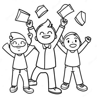 Izgatott Diakok Kalapokat Dobalnak Szinezolap 102995-41130