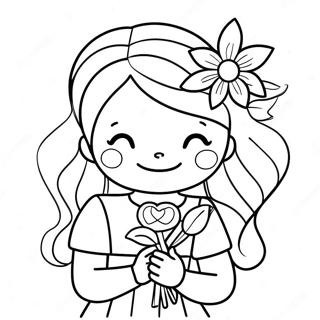 Boldog Virag Lany Csokorral Szinezolap 104843-42564