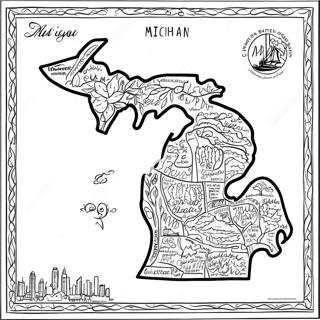 Szines Michigan Allam Terkep Szinezolap 105356-42974