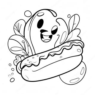 Boldog Hot Dog Karakter Színezőlap Színezők