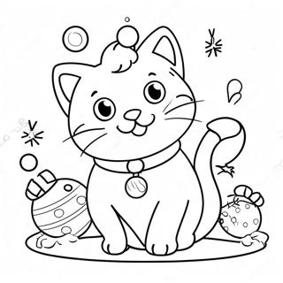 Aranyos Karacsonyi Macska Diszekkel Jatszik Szinezolap 118910-53989