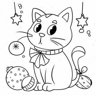 Aranyos Karacsonyi Macska Diszekkel Jatszik Szinezolap 118910-53991