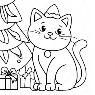 Bajos Karacsonyi Macska A Fa Mellett Ul Szinezolap 118912-53997