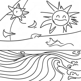 Kubai Zaszlo Nappal Es Hullamokkal Szinezolap 133571-65838