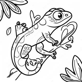 Boldog Gecko Egy Levelen Szinezolap 138516-69838