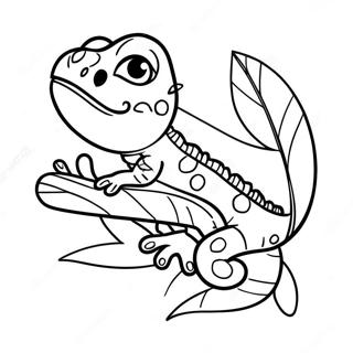 Boldog Gecko Egy Levelen Szinezolap 138516-69840