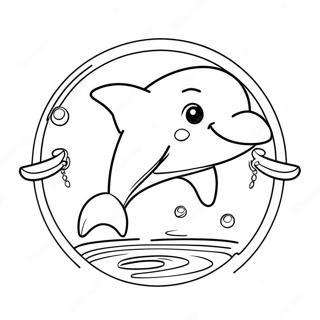 Aranyos Delfin Ugrik Egy Karika At Szinezolap 14529-3171