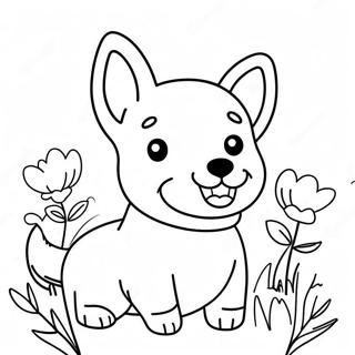 Boldog Corgi Viragokkal Szinezolap 30125-6557