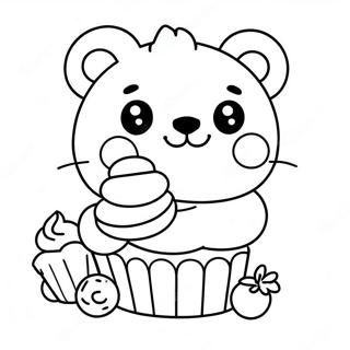Boldog Rilakkuma Egy Muffin Mellett Szinezolap 49165-10758