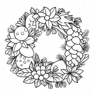 Hagyomanyos Karacsonyi Koszoru Fenyotobozokkal Szinezolap 49437-10818