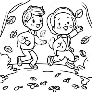 Jatekos Gyerekek Ugralnak A Levelekben Szinezolap 6928-568