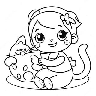 Jatekos Kawaii Lany Macskaval Szinezo Oldal 73472 16999