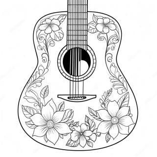 Akusztikus Gitar Viragokkal Szinezolap 74984-18173