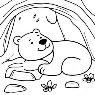 Almos Barna Medve Egy Kenyelmes Barlangban Szinezolap 79952-22005