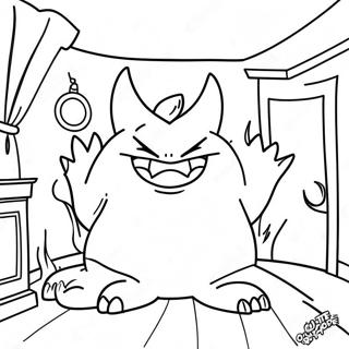Rejtelyes Gengar Egy Kisertetjarta Hazban Szinezolap 84933 26005
