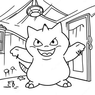 Rejtelyes Gengar Egy Kisertetjarta Hazban Szinezolap 84933 26008