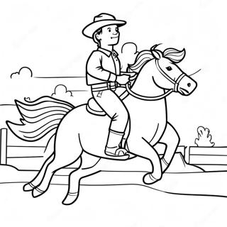 Cowboy Aki Egy Ugralo Bronkot Lovagol Szinezolap 93714 33068