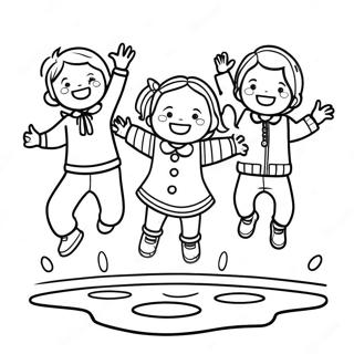 Boldog Gyerekek Ugralnak A Pocsolyakban Szinezolap 98293-37166