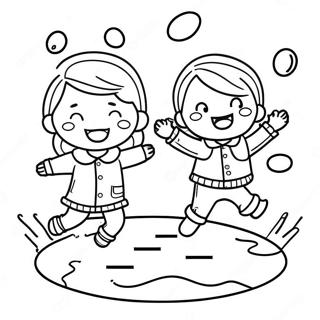 Boldog Gyerekek Ugralnak A Pocsolyakban Szinezolap 98293-37167